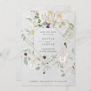 Misty Wildblumen   Delicate Geometric Grau Back Save The Date
