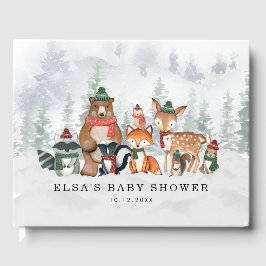 Misty Winter Forest Woodland Animals Kinderdusche Gästebuch