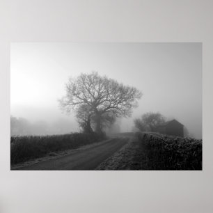 Misty Winter Morning: Cheshire, England Poster