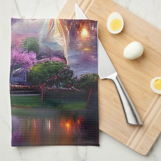 Misty Wisteria House Geschirrtuch (Viertel Falte)