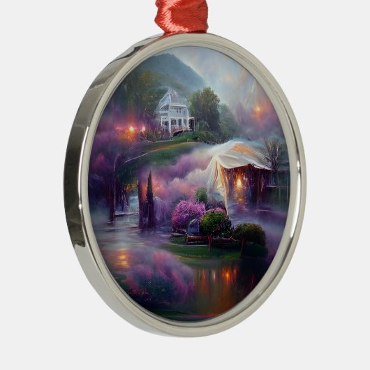 Misty Wisteria House Ornament Aus Metall (Rechts)
