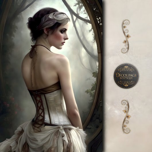 Misty Woodland Corset Girl Decoupage Seidenpapier