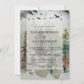 Misty Woodland Forest Rustic Wedding Einladung (Vorderseite)
