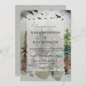 Misty Woodland Forest Rustic Wedding Einladung (Vorne/Hinten)