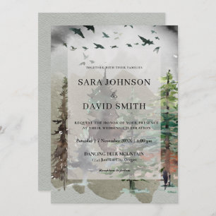 Misty Woodland Forest Rustic Wedding Einladung