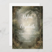 Misty Woodland Glade Wedding Einladung (Vorne/Hinten)