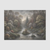 Misty Woodland River Cascade Decoupage Seidenpapier (Vorderseite)