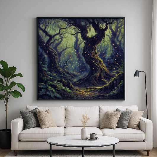 Misty Woods - Mystical Forest Illustration Style Poster
