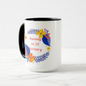 Mit 1% Akku laufen - Funny Floral lustig Tasse (Vorderseite Links)
