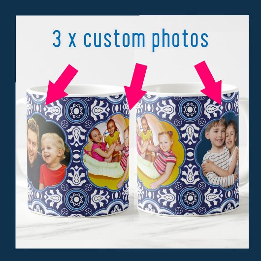 Mit 3 Bildern und Text, mediterrane Azulejos Kaffeetasse