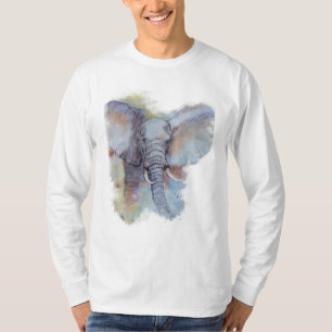 Mit Acrylfarbe gemalte Elefanten-Kunst T-Shirt