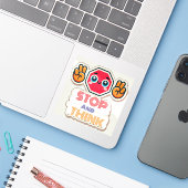 Mit ADHS* anhalten und denken Aufkleber (Laptop mit iPhone)