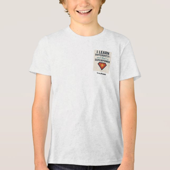 Mit ADHS* lerne ich anders Tri-Blend Shirt (Vorderseite)