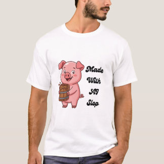 Mit AI-Schrott lustiges Schwein Tech Meme T-Shirt