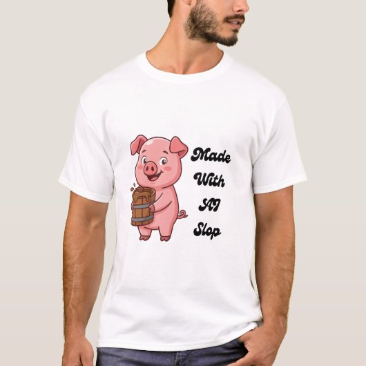 Mit AI-Schrott lustiges Schwein Tech Meme T-Shirt (Vorderseite)