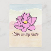 Mit all meinem Herzen rosa Lotus Art Postkarte (Vorderseite)