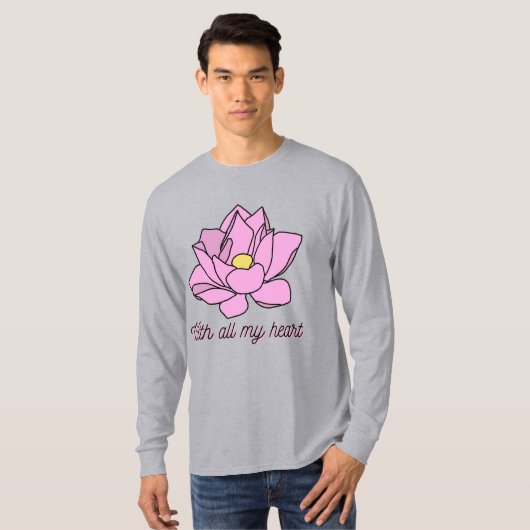 Mit all meinem Herzen rosa Lotus Art T-Shirt (Vorne ganz)