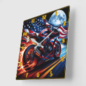 Mit amerikanischem Stolz explodieren Rider die Aut Quadratische Wanduhr (Winkel)