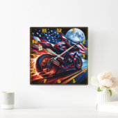 Mit amerikanischem Stolz explodieren Rider die Aut Quadratische Wanduhr (Zuhause)