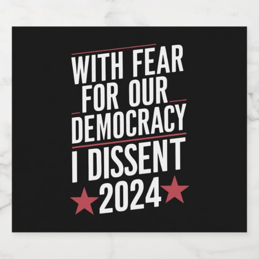 Mit Angst vor unserer Demokratie habe ich 2024 gek Bierflaschenetikett (Einzelnes Label)