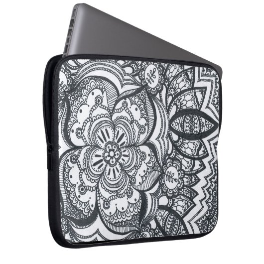 Mit Augen Blumemandala-Laptop-Hülse Laptopschutzhülle (Vorne Rechts)