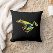 Mit Augen gestrichener, roter Baumfrosch, schwarz Kissen (Decke)