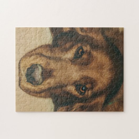 Mit Augen goldener irischer Hund Browns Puzzle (Horizontal)