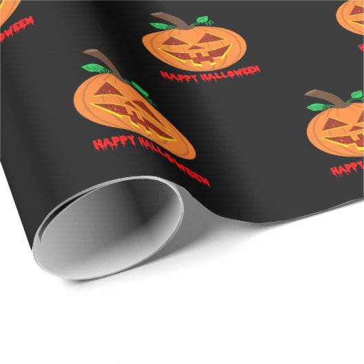 Mit Augen Happy Halloween Pumpkin Wrapping Paper Geschenkpapier (Rolleneckpunkt)