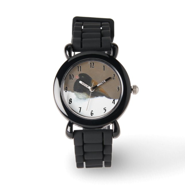 Mit Augen Junco-Malerei - Original Bird Art Armbanduhr (Vorderseite)