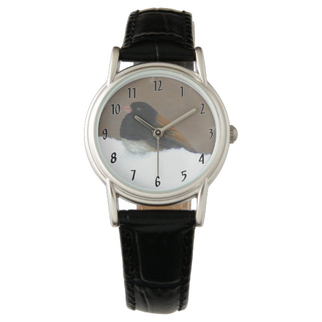 Mit Augen Junco-Malerei - Original Bird Art Armbanduhr (Vorderseite)