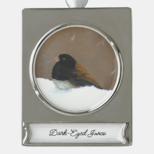 Mit Augen Junco-Malerei - Original Bird Art Banner-Ornament Silber