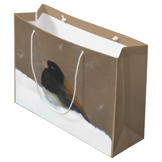 Mit Augen Junco-Malerei - Original Bird Art Große Geschenktüte (Vorderseite Schrägansicht)
