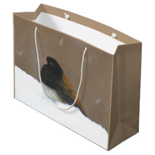 Mit Augen Junco-Malerei - Original Bird Art Große Geschenktüte
