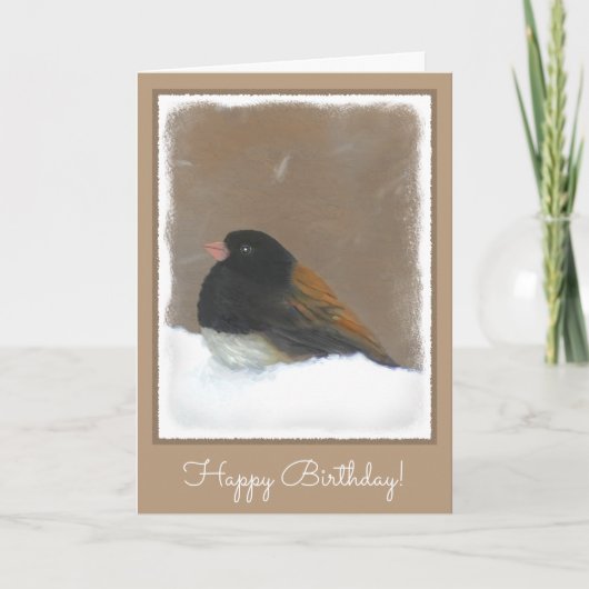 Mit Augen Junco-Malerei - Original Bird Art Karte (Vorderseite)