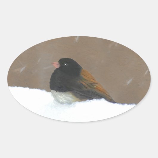 Mit Augen Junco-Malerei - Original Bird Art Ovaler Aufkleber (Vorderseite)
