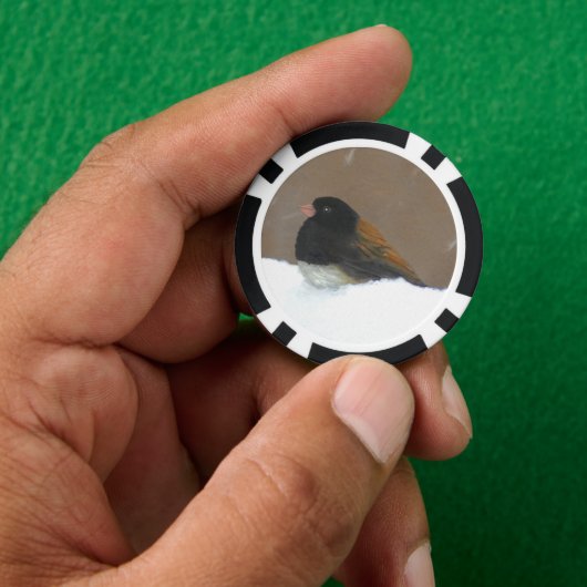 Mit Augen Junco-Malerei - Original Bird Art Pokerchips (Hand)