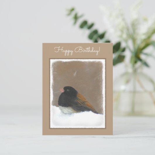 Mit Augen Junco-Malerei - Original Bird Art Postkarte (Stehend Vorderseite)