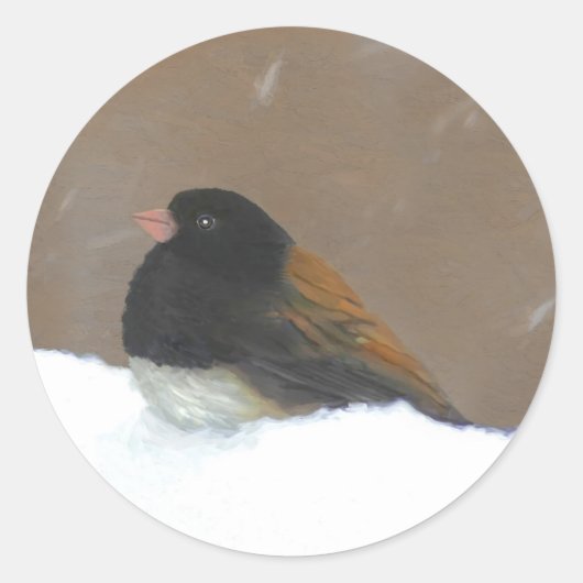 Mit Augen Junco-Malerei - Original Bird Art Runder Aufkleber (Vorderseite)