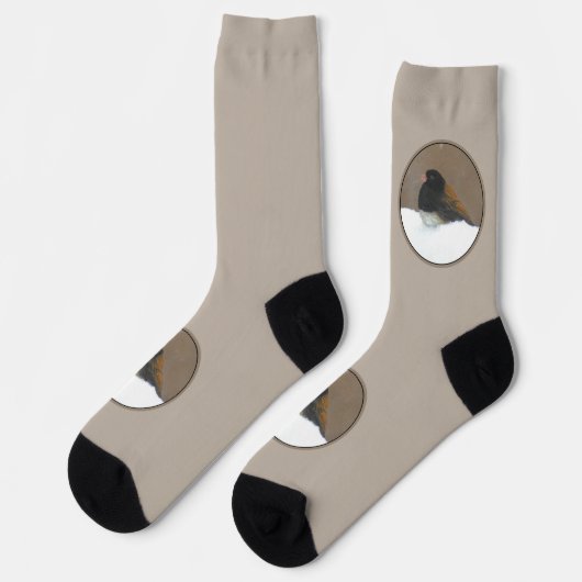 Mit Augen Junco-Malerei - Original Bird Art Socken (Linkes Detail)