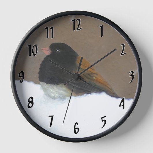 Mit Augen Junco-Malerei - Original Bird Art Uhr (Vorderseite)