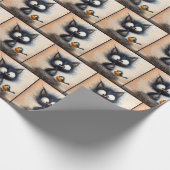 Mit Augen Katze mit einem Wurm für einen Vogel Geschenkpapier (Ecke)