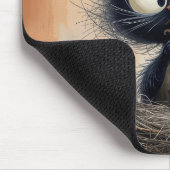 Mit Augen Katze mit einem Wurm für einen Vogel Mousepad (Ecke)
