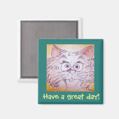 mit Augen Katzenmagnet - blau Magnet (Vorderseite/Rückseite)