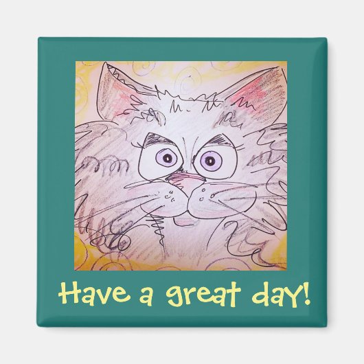 mit Augen Katzenmagnet - blau Magnet (Vorne)