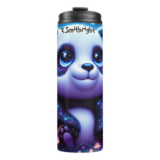 Mit Augen Panda in einem magischen Wald Thermosbecher (Vorderseite)