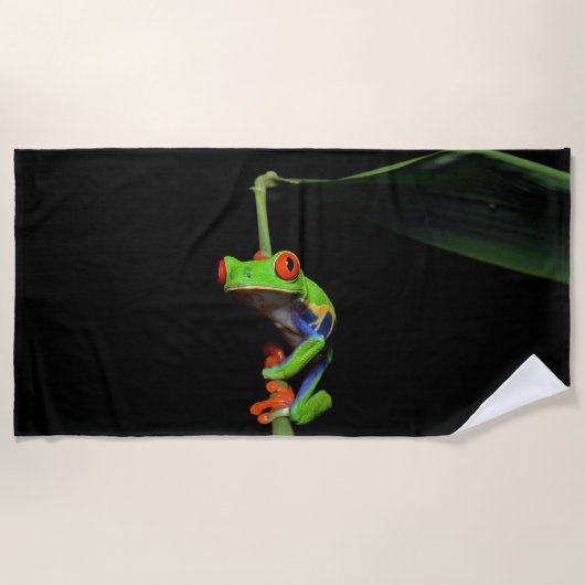 Mit Augen, roter Frosch Strandtuch (Vorderseite)