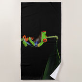Mit Augen, roter Frosch Strandtuch (Vorderseite)