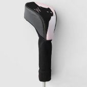Mit Augen schwarze Katze, rosa Golf Headcover (angewinkelt)