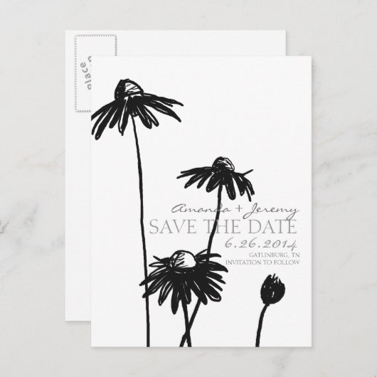 Mit Augen Susans aus Schwarz und Weiß Save the Dat Ankündigungspostkarte (Vorne/Hinten)