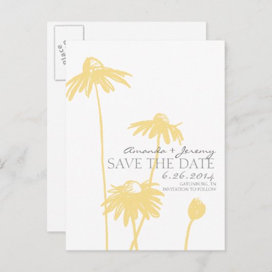 Mit Augen Susans in Gelb und Weiß Save the Date Ankündigungspostkarte (Vorne/Hinten)